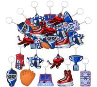 36 Pcs Hockey Hielo Llaveros,Llaveros de Deportes para Niños Fiesta de Cumpleaños Escuela Deporte Recompensa Deportes Fiesta de Favores