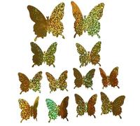 36 Pcs/Set Glitter Butterfly 3D Wall Sticker Home Decoration Living Room Butterflies Wedding Decor Art Decals Stickers(Gold)