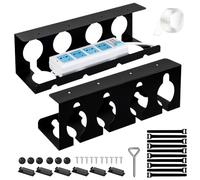 36 Pcs Set Organizador Cables Escritorio, Adhesivas y Atornillado, 2 Canaletas para Cables, Cable Management, 12 Portacables, 10 Tornillos, 10 Bridas, Destornillador, Cinta Adhesiva, Esconder Cables