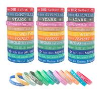 36 Piezas Alemán Motivadoras Silicona Pulseras con Mensajes con Inspiradora