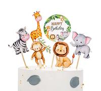 36 Piezas Animales Salvajes Cake Deco, Jungle Safari Cake Topper,Cupcake Topper Decoración de la torta de la selva Cake Cover Muffin Deco Cake Topper para Bebé Niños Niño Cumpleaños Fiesta Decoración