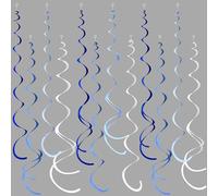 36 piezas azul colgante remolino decoraciones Ombre Royal Blue White Fieltro remolino streamer espiral manta guirnalda para cumpleaños boda baby shower graduación bajo el mar