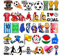 36 piezas de abalorios para zuecos, estrella de fútbol, cierre de zapato, cierre de Crocs desmontable, decoración de zapatos, colgantes de PVC, accesorios decorativos para zapatos de fútbol