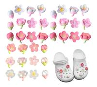 36 piezas de colgantes para zapatos de Crocs, Sakura Plug Set Pins, Zapatos, Flor Shoe Charm para Jibbitz Crocs, accesorios de decoración para zuecos, accesorios de decoración para adultos y niños