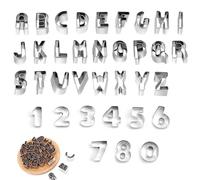 36 piezas de cortadores de letras de acero inoxidable, Cortador de galletas con letras y números, cortador de galletas, cortadores de galletas de acero inoxidable, para decoración de galletas