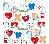 36 piezas de decoración de fiesta de agradecimiento para enfermera, remolinos colgantes de enfermera, decoración de remolinos colgantes de la semana de enfermera, decoración de remolino para el día de