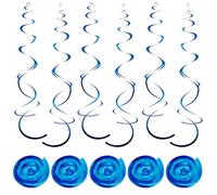36 piezas de decoración de fiesta de remolino azul colgante, espirales de plástico para techo, guirnalda en espiral para cumpleaños, boda, baby shower, graduación