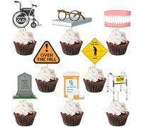 36 piezas de decoración para cupcakes sobre la colina, decoraciones para tartas de la vejez, divertida decoración de cumpleaños sobre la colina, suministros de fiesta de jubilación de ancianos
