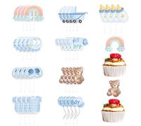 36 Piezas De Inserciones Para Fiestas De Niños, Decoración De Pasteles, Inserciones Para Pasteles De Bebé, Inserciones Para Cupcakes Para Fiesta De Revelación De Género, Baby Shower