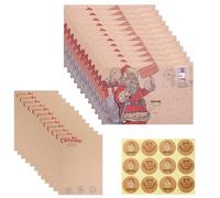 36 piezas de sobres navideños oficiales vintage con kits de tarjetas de felicitación, cartas para Santa, sobres de Papá Noel del Polo Norte con pegatinas, tarjetas en blanco para Navidad, papelería