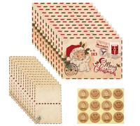 36 piezas de sobres navideños oficiales vintage con kits de tarjetas de felicitación, cartas para Santa, sobres de Papá Noel del Polo Norte con calcomanías, tarjetas navideñas en blanco, papelería