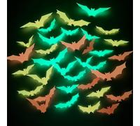 36 Piezas Halloween 3D Murciélago Pegatina Halloween Murciélagos Brillan en la Oscuridad PVC Luminoso Murciélago Pegatinas para Decoraciones de Pared, Ventana, Fiesta de Halloween