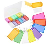 36 Piezas Llavero Etiquetar,Identificador Llaves, Clave Etiquetas con la etiqueta intercambiable，Transparentes y Anillos Partidos Etiquetas Llaves，para llaves, mascotas, equipaje y etiquetas