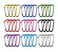 36 Piezas Mini Mosquetón de Aluminio en Forma de D, 9 Colores mosquetones pequeños Compacta Ligera, mosquetón de Colores con Gancho de Resorte para Camping, Pesca, Senderismo o Viajes (3,7 x 46,5mm)