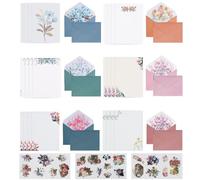 36 Piezas Papel De Cartas Con Patrones Flores Papel De Carta y Sobres Juego Papel De Carta Con Sobres Para Invitaciones Para Invitaciones, Cartas, Notas De Agradecimiento Etc（Con Pegatinas Florales）