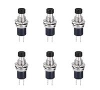 36 piezas PBS-110 7MM Interruptor pulsador momentáneo Presione el interruptor de reinicio Botón pulsador de encendido y apagado Microinterruptor Normalmente cerrado NC(Black,6PCS_1NC)