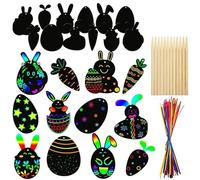 36 piezas Rascar Pascua, Scratch Art Paper Rainbow, Papel para Rascar de Pascua, Tarjetas Rasca y Gana de Pascua, Tarjeta Rasca y Gana DIY de Pascua, para Niñas, Niños, Regalos