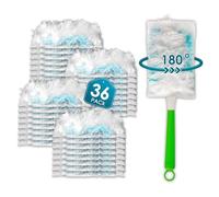 (36 Piezas) Recambios de Plumero para Swiffer Plumero Atrapapolvo, Kit de Repuesto de Multisuperficie Suave de 180° con 1 Mango Adicional, Cabezal de Cepillo Desechable para Quitar el Polvo