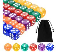 36 Piezas Set de Dados - 16mm Dados de 6 Caras, Juego de Multicolores, 6 Colores, para Juegos de Mesa, Parchís, Farkle, Yahtzee, Bunco y Enseñanza de Matemáticas