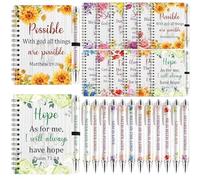 36 Sets Christian Notebooks Bulk Bible Spiral Notebooks with Pen A6 Prayer Journal Notepad Inspirational Notebook Religious Jesus Gifts Bulk for Church Groups Bible Study Teachers Men Women (Floral)