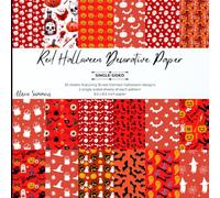 36 Sheets Red Halloween-Themed Decorative Paper Pad for Scrapbooking: 18 Double-Sided Papers 8.5" x 8.5" for Journalling, Card Making, Origami & Other Crafts
