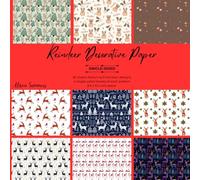 36 Sheets Reindeer-Themed Decorative Paper Pad for Scrapbooking: 9 Single-Sided Papers 8.5" x 8.5" for Journalling, Card Making, Origami & Other Crafts