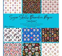 36 Sheets Sugar Skulls-Themed Decorative Paper Pad for Scrapbooking: 9 Single-Sided Designs 8.5" x 8.5" for Your Crafting Needs