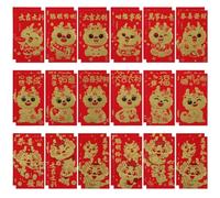 36 sobres rojos chinos para el Año del Dragón 2024, sobres de dinero de Año Nuevo chino, bonitos paquetes rojos para festivales de primavera, 18 patrones