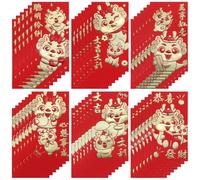 36 sobres rojos de Año Nuevo, bolsillos rojos chinos de dragón de dibujos animados para año del dragón 2024, festival de primavera, dinero de la suerte, Hong Bao, 6 estilos
