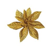 36 Stück Glitzer Weihnachtsstern Blüten mit Clips,9cm künstliche Weihnachtsblumen Tannenbaum Blumen Poinsettia Wie Echt,Weihnachtsbaumschmuck Blume für Weihnachtsbaum,Kranz,Gold