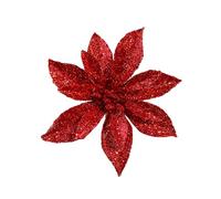 36 Stück Glitzer Weihnachtsstern Blüten mit Clips,9cm künstliche Weihnachtsblumen Tannenbaum Blumen Poinsettia Wie Echt,Weihnachtsbaumschmuck Blume für Weihnachtsbaum,Kranz,Rot