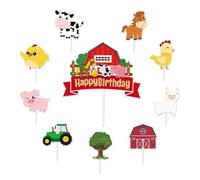 36 tarjetas de animales, 1 tarjeta de cumpleaños de granja, decoración de cupcakes, tarjetas de animales de granja, tarjetas de decoración de granja, tarjetas de fiesta infantil