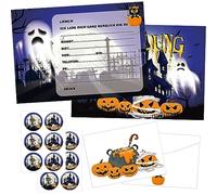 36 tarjetas de invitación de Halloween, tarjetas de felicitación de Halloween, tarjetas de invitación para fiestas de miedo con sobres y pegatinas, invitaciones de cumpleaños para niños, tarjetas de