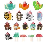 36 Uds. De Bordes Para Cupcakes, 24 Uds. De Inserciones De Dinosaurios, Decoraciones Para Muffins De Animales, Decoraciones Para Cupcakes De Cumpleaños, Suministros De Cumpleaños