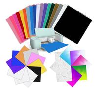 36 unidades de vinilo Smart Permanent para Cricut Make & Camo, 33 x 33 cm, vinilo adhesivo inteligente, 30 colores, con 6 láminas de transferencia para tazas, ventanas y coches