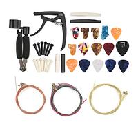 36 unids/set Kit de herramientas de guitarra, Kit de herramientas de mantenimiento de reparación de guitarra profesional con enrollador de cuerdas de guitarra Capo cuerdas púas puente pines