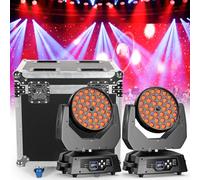 36 x 10 W RGBW Cabeza Móvil LED con Flight Case 4 en 1 Zoom Beam Wash Efecto Luces de Discoteca dmx Iluminación de escenario para Navidad Bar Fiestas Clubes Conciertos Bodas