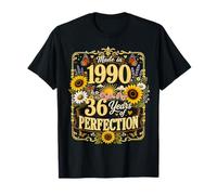 36 Year Old Made in 1990 Floral Sunflower 36th Bday Women Camiseta