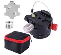 360 Degree Panoramic 5 Stops Click Indexing Rotator Ball Head for Camera Tripod, Tripod Ball Head with Aluminum Alloy Construction, 15KG MAX Load Capacity for Time Lapse and Night (DH-50D)