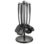 360-degree Rotation Counter Kitchen Spatula Holder - Rotating Utensil Holder with 8 Hooks Spoon Organizer for Stirring Rod Home Restaurant Farmhouse Desk Drawer Home Cabinet, Space Saving Hanging Tool