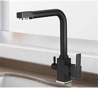 360 Degree Rotation with Water Purification Features Single Hole Crane for Kitchen Kitchen Faucets Deck Mount Mixer Tap Dual Handle Deck Mounted,Black