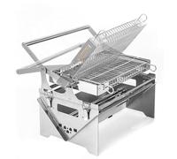 360 Grado Rotating Charcoal Grill Portable Stainless Steel BBQ for Outdoor Camping Senderismo Picnic 180 Flip Design Durable Rust Proof Cooking Basket Easy Assembly Compact Travel Friendly Essential f