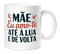 360 Onlineprint Canecas para mãe - Presente dia da mãe | Caneca de cerâmica 325ml | Até à Lua e de Volta