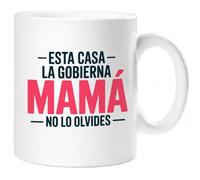 360 Onlineprint Tazas para MADRE/MAMÁ - Regalo Día de la Madre | Taza de Cerámica 325ml | Aquí Manda Mamá