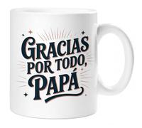360 Onlineprint Tazas para PADRE/PAPÁ - Regalo Día del Padre | Taza de Cerámica 325ml | Gracias por todo papá