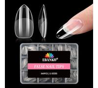 360 Piezas Tips De Uñas De Almendra Medias, EBANKU Tips De Uñas Preformados Semi Mate Transparente Para Presionar Uñas Falsas Uñas Falsas Gelly Transparentes Para Manicuría Mujeres Niñas, 12 Tamaños