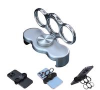 360° Rotatable Dual-Ring Three-Finger Phone Holder,Multipurpose Foldable Desktop Lazy Holder,Back Clip Mount Mobile Support Compatible with Smartphones,for Car,Desk,Kitchen & Office (Silver)