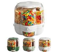 360° Rotating Candy Dispenser 6 Compartments,Candy Dispenser 360° Rotating,Christmas Candies Dispensers,One-Button Dispensing for Snacks,Candies,Coffee Beans,Rice,Grain,Dog Food (White,Large)