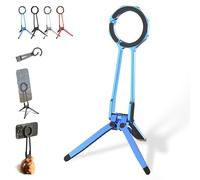 360° Rotating Magnetic Phone Stand, Adjustable Foldable & Portable Aluminum Holder, Multi-Angle Tri-Fold Tripod for Streaming, Vlogging, Travel & Video Recording (Blue)