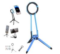 360° Rotating Magnetic Phone Stand, Multi Angle Tri Fold Cell Phone Holder, Magnetic Phones Tripod Stand,for Streaming/Travel, Universal Phone Compatible (Blue)